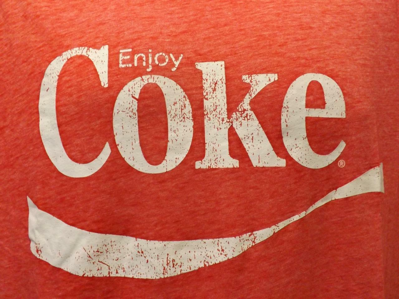 New Coca Cola Coke Mens Size M Medium Vintage Look Distressed Red Shirt gallery