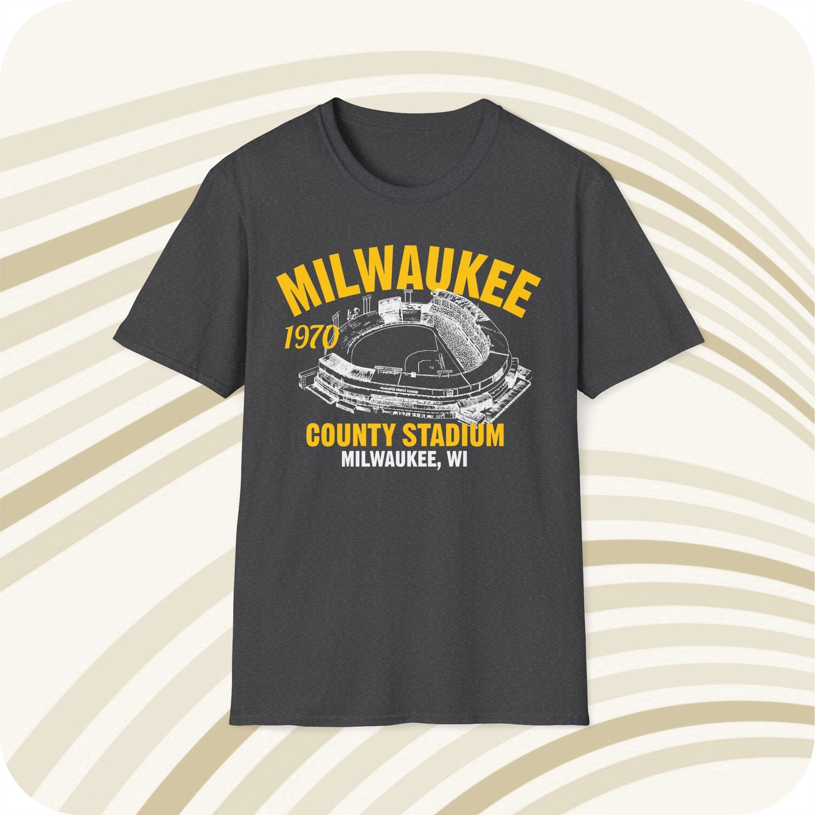 Milwaukee County Stadium 1970 Classic Cut Baseball T-Shirt – Milwaukee Brewers
