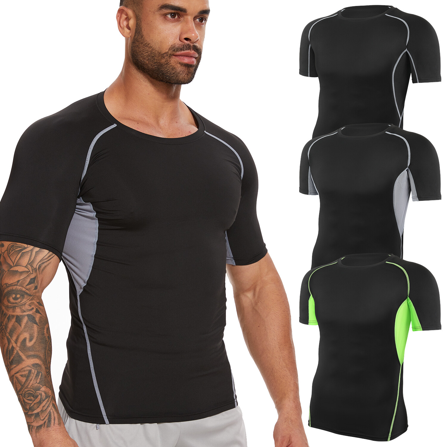 Men's Compression Short Sleeve Sports Running Shirts Fitness Quick Dry T-shirt gallery