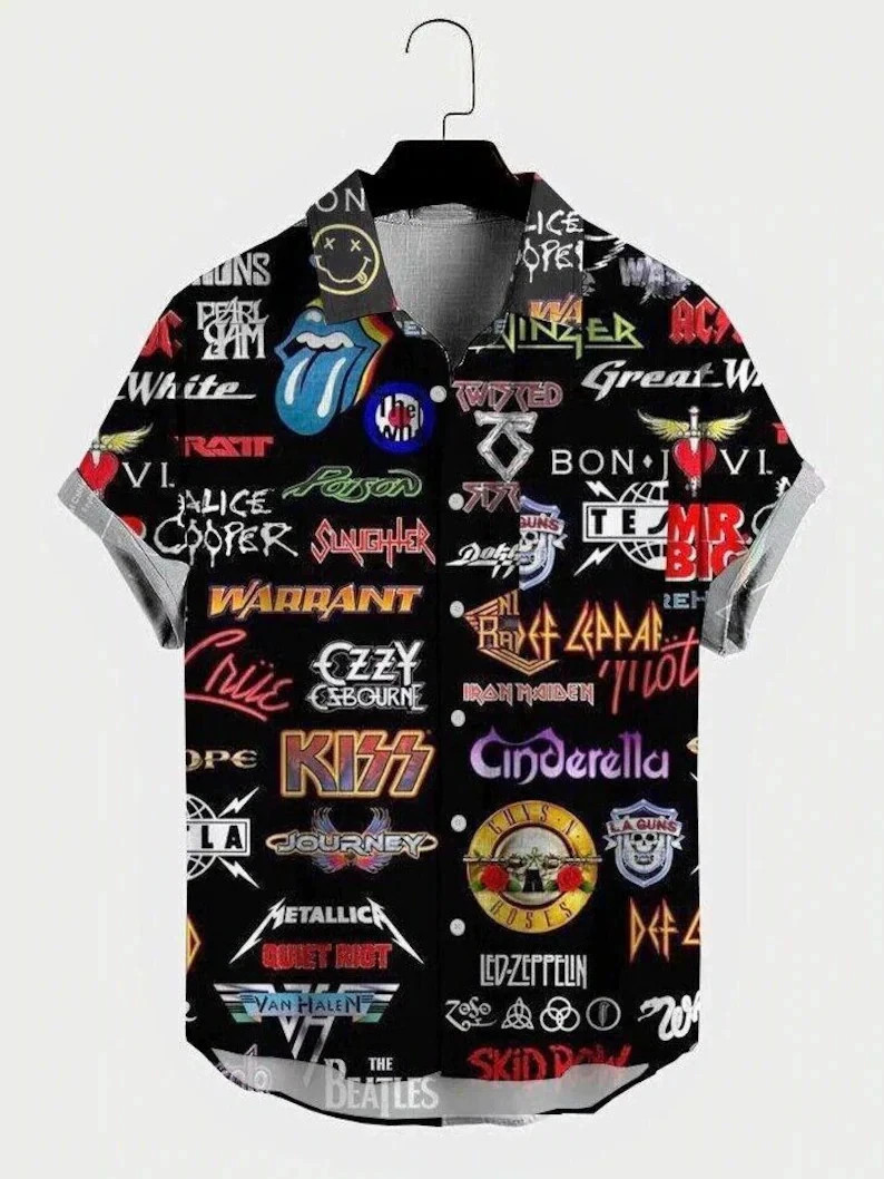 80s Rock Band Hawaiian Shirt, retro throwback music shirt, vintage NWT gallery