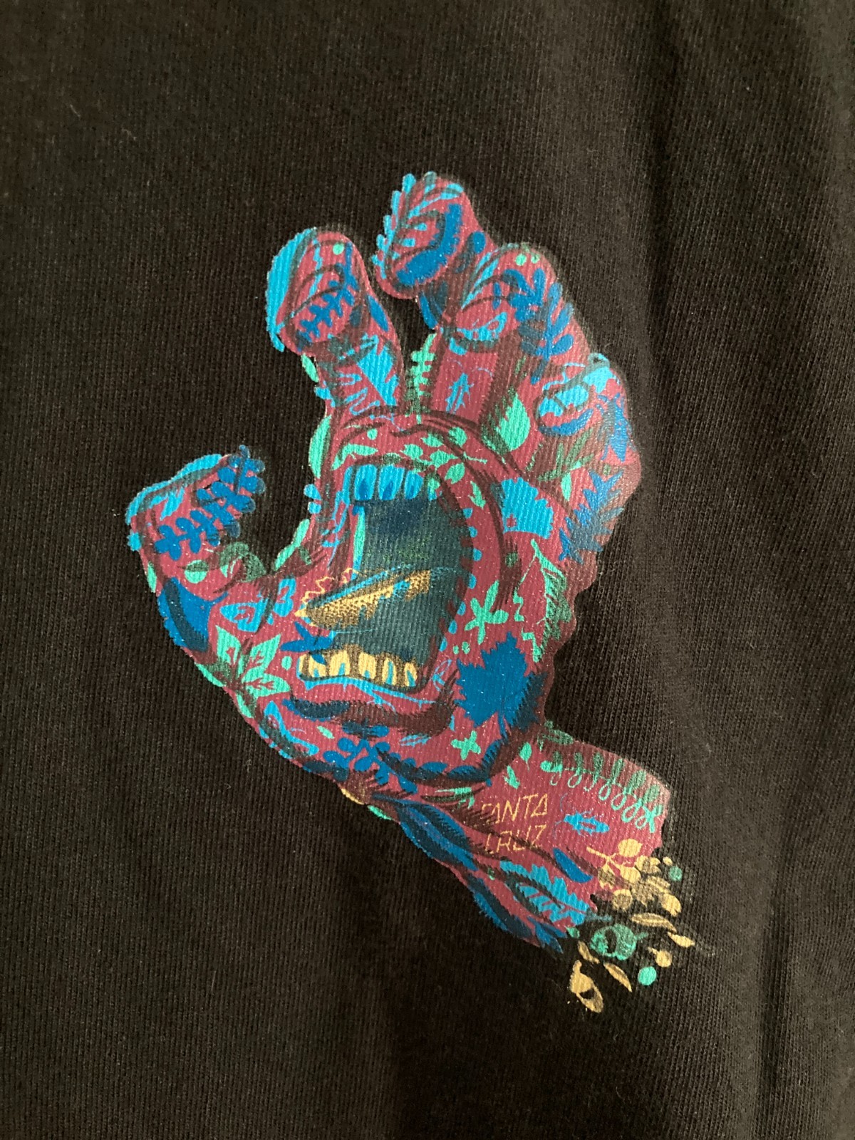 Santa Cruz Screaming Hand T Shirt Small Black Organic Cotton Purple SMALL gallery