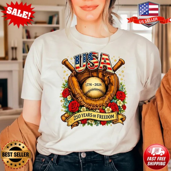 USA 250 Years T-Shirt, 1776-2026 Patriotic Baseball T-Shirt S-5XL multicolor gallery