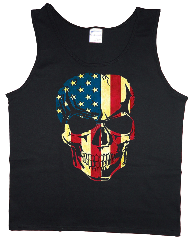 Men's tank top USA skull American flag decal design muscle tee sleeveless shirt gallery