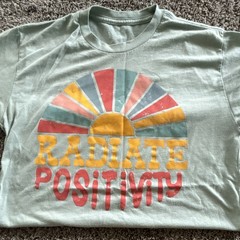 Green “Radiate Positivity” Sun Graphic Crew Neck Short Sleeve Unisex T-Shirt S