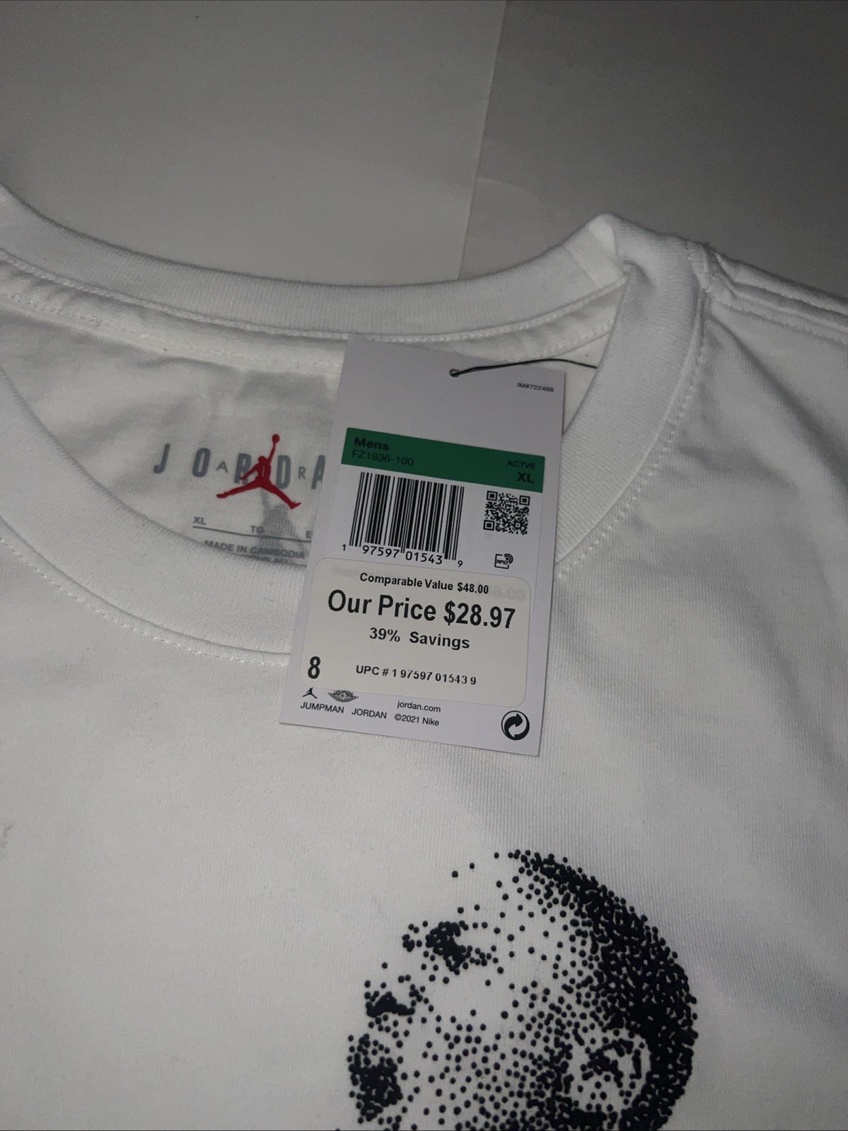 Nike Jordan Dot Graphic Jumpman Men's White T-Shirt Sz XL FZ1936-100 Bred gallery