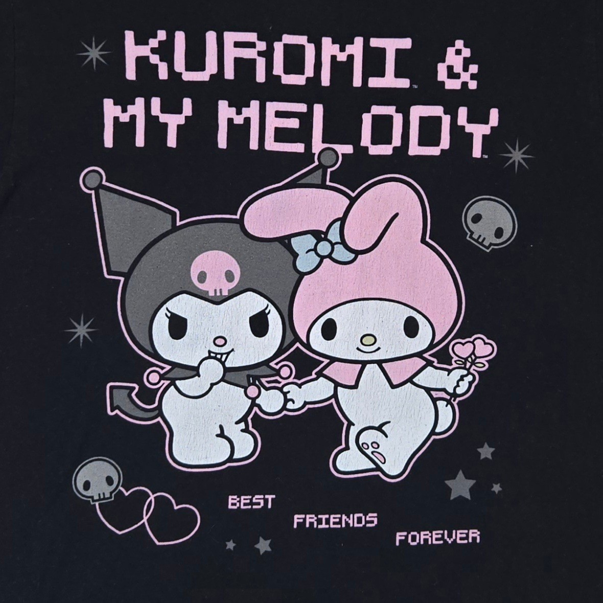 Sanrio Kuromi My Melody T-Shirt L Black Pastel Goth Kawaii Ripple Junction Tee gallery