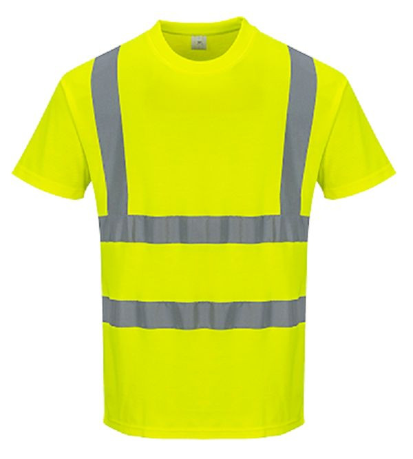 CLASS 2 SHORT SLEEVE YELLOW COTTON COMFORT T-SHIRT SIZES S-5XL S170