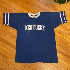 Vintage 70s Large Kentucky H. Wolf & Sons Single Stitch Ringer T-Shirt USA
