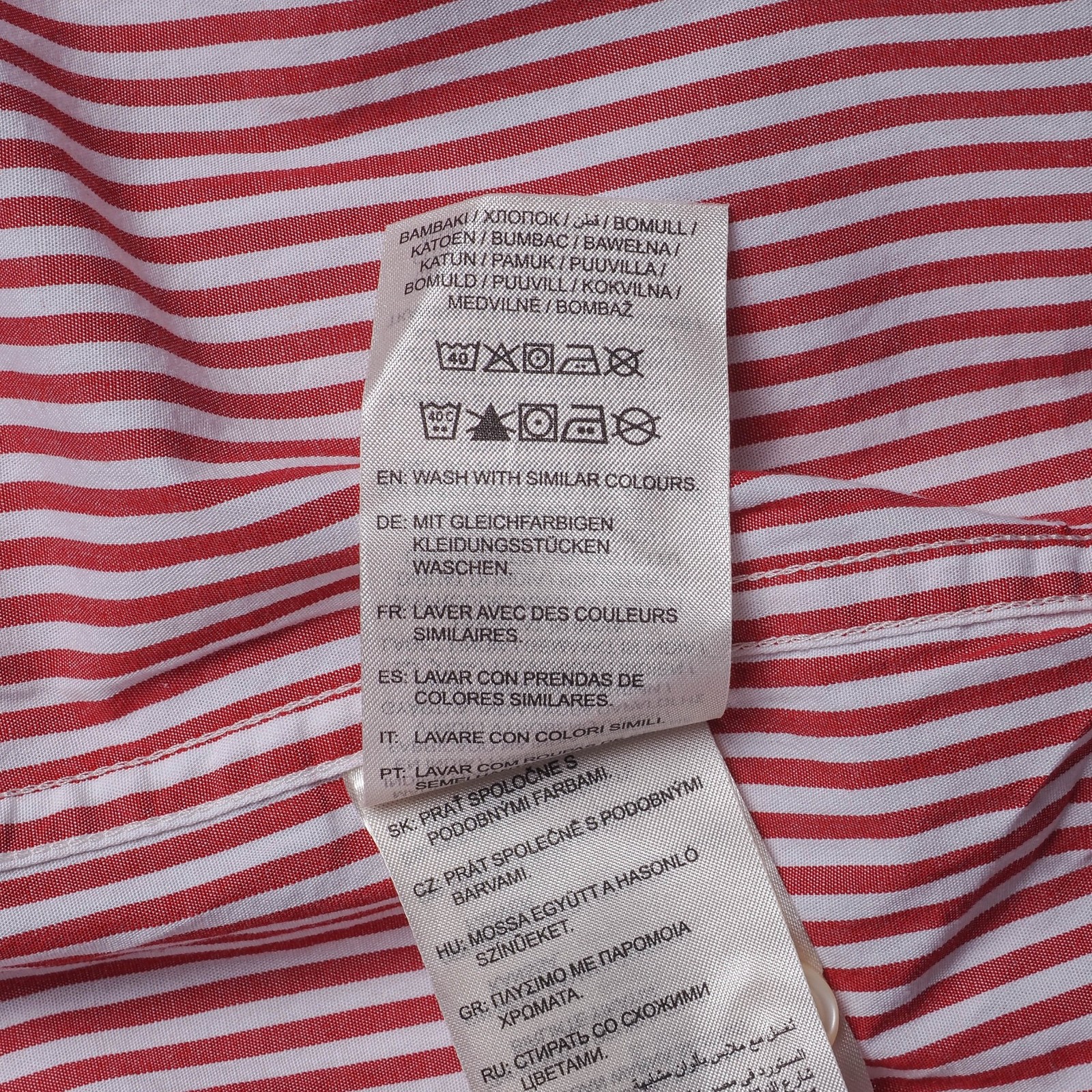 GANT men's shirt long sleeve 100% cotton striped red business size L gallery