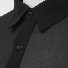 Mens Sexy Black Mesh See Through Button Down Shirt Dance Party Goth Gay Rave
