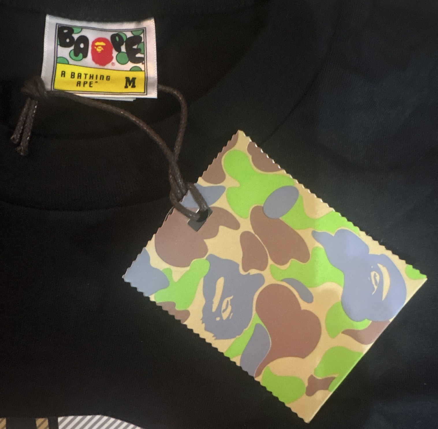 A Bathing Ape BAPE Men’s Black Plaid Ape Head Graphic Tee Crew Neck Size M gallery