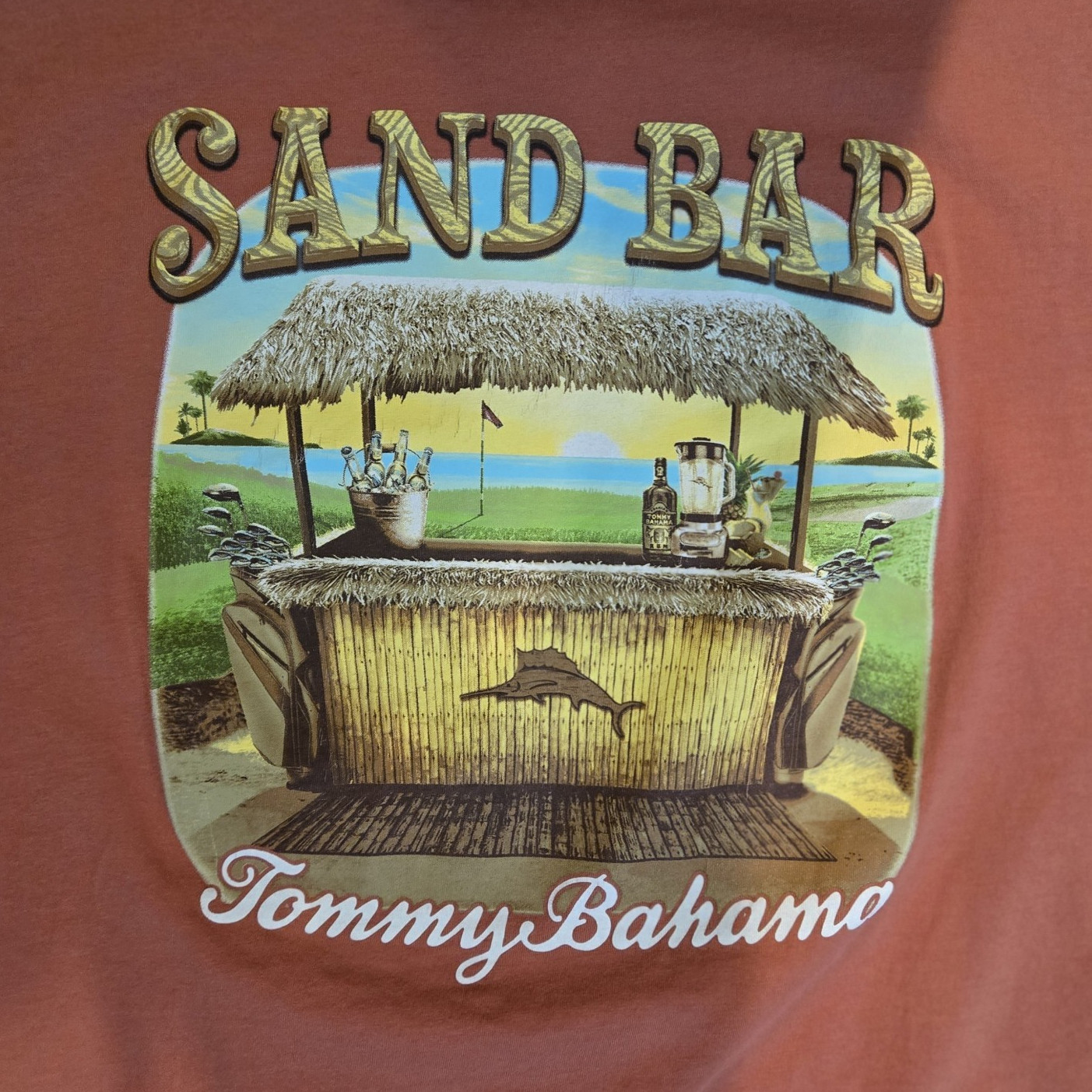 GOLF Tommy Bahama XXL Coral/Salmon "Sand Bar" Cotton Graphic Crew Neck Tee gallery