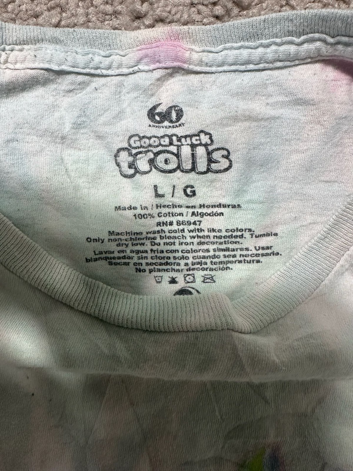 Good Luck Trolls 60th Anniversary Tie Dye T-Shirt Size L/G gallery