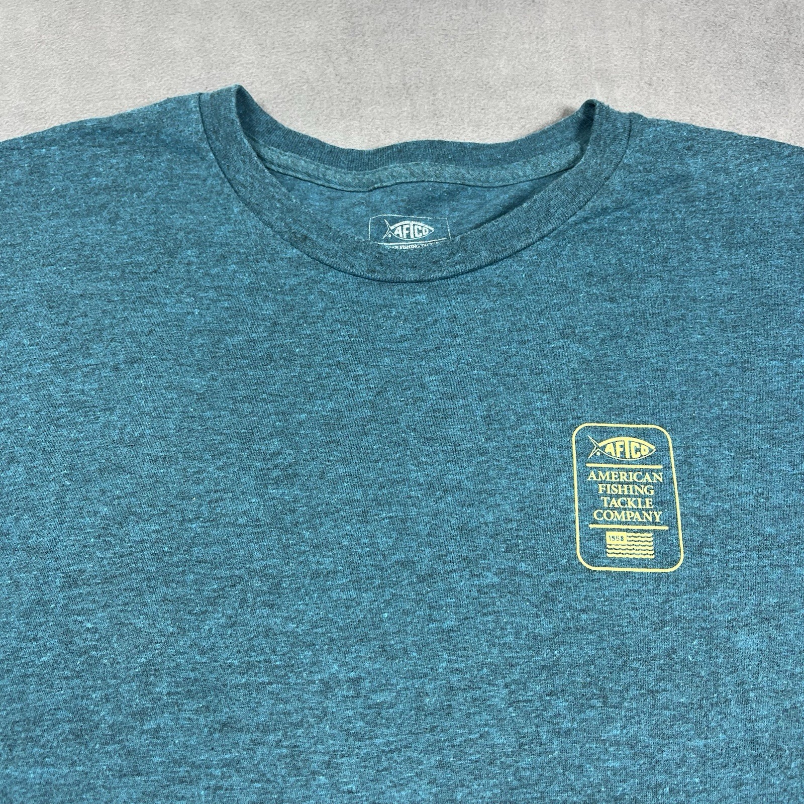 AFTCO Shirt Adult L Blue Short Sleeve Crew Neck Fishing Outdoor Mens gallery