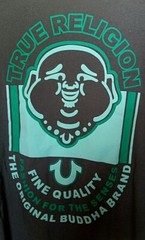True Religion 100% cotton solid green “Buddha Face Arch” T-shirt Size XL