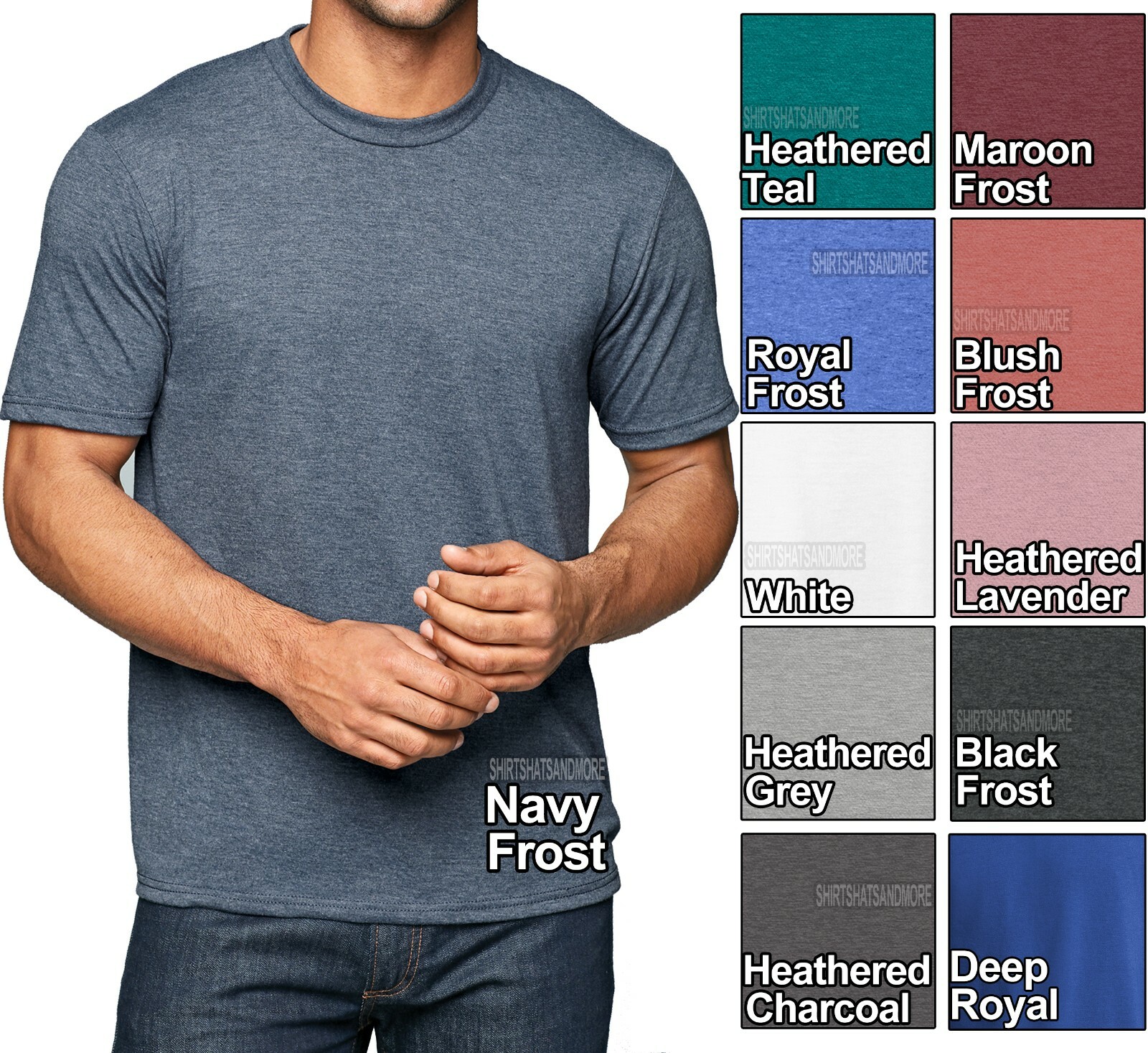 Mens Tri Blend Crew Neck T Shirt Athletic Fit XS, S, M, L, XL, 2XL, 3XL, 4XL NEW gallery