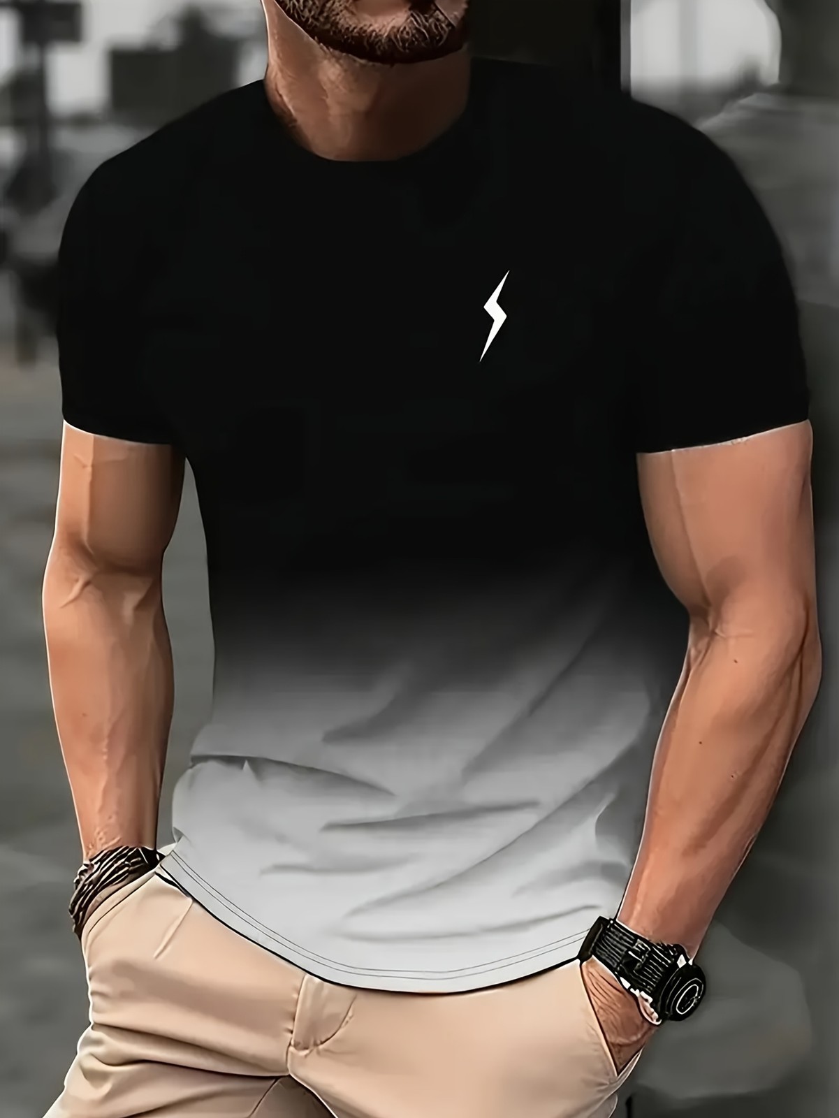 Set of 3 Men'S Sports T-Shirts, Featuring a Cool Gradient 3D Print, Quick-Dry Sh gallery