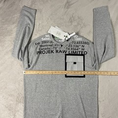 Projek Raw Long Sleeve Thermal Knit Graphic Henley Gray Mens L Sustainable Urban