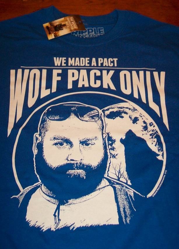 THE HANGOVER  Wolf Pack Only T-Shirt SMALL NEW w/ tag  ZACH GALIFIANAKIS