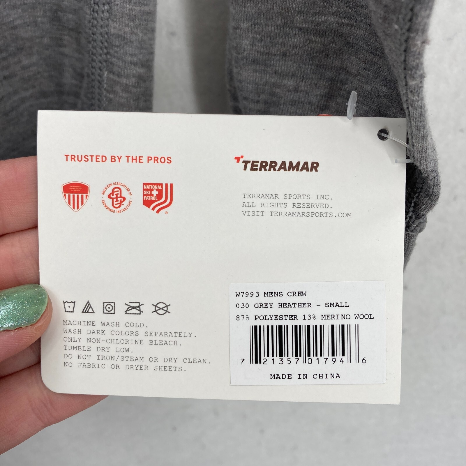 Terramar Heavyweight Merino Wool Thermal Crew Shirt Mens Small Gray Hiking Camp gallery