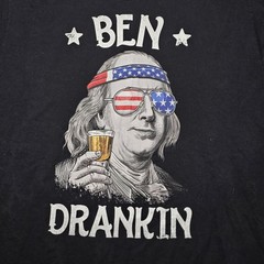Ben Drankin Benjamin Franklin Funny Beer Party July 4th T-Shirt Men’s XL Black
