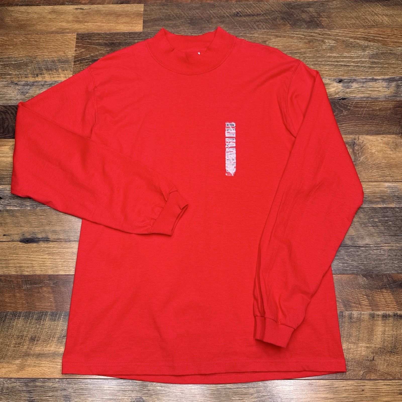 Vintage Fruit Of The Loom Mock Neck Long Sleeve Tee Shirt Mens Medium FOTL New gallery