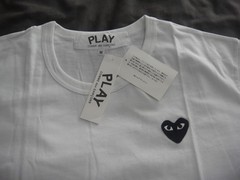 Comme Des Garcons Play Men’s Classic Blk Heart Logo White Color Size Medium, NWT