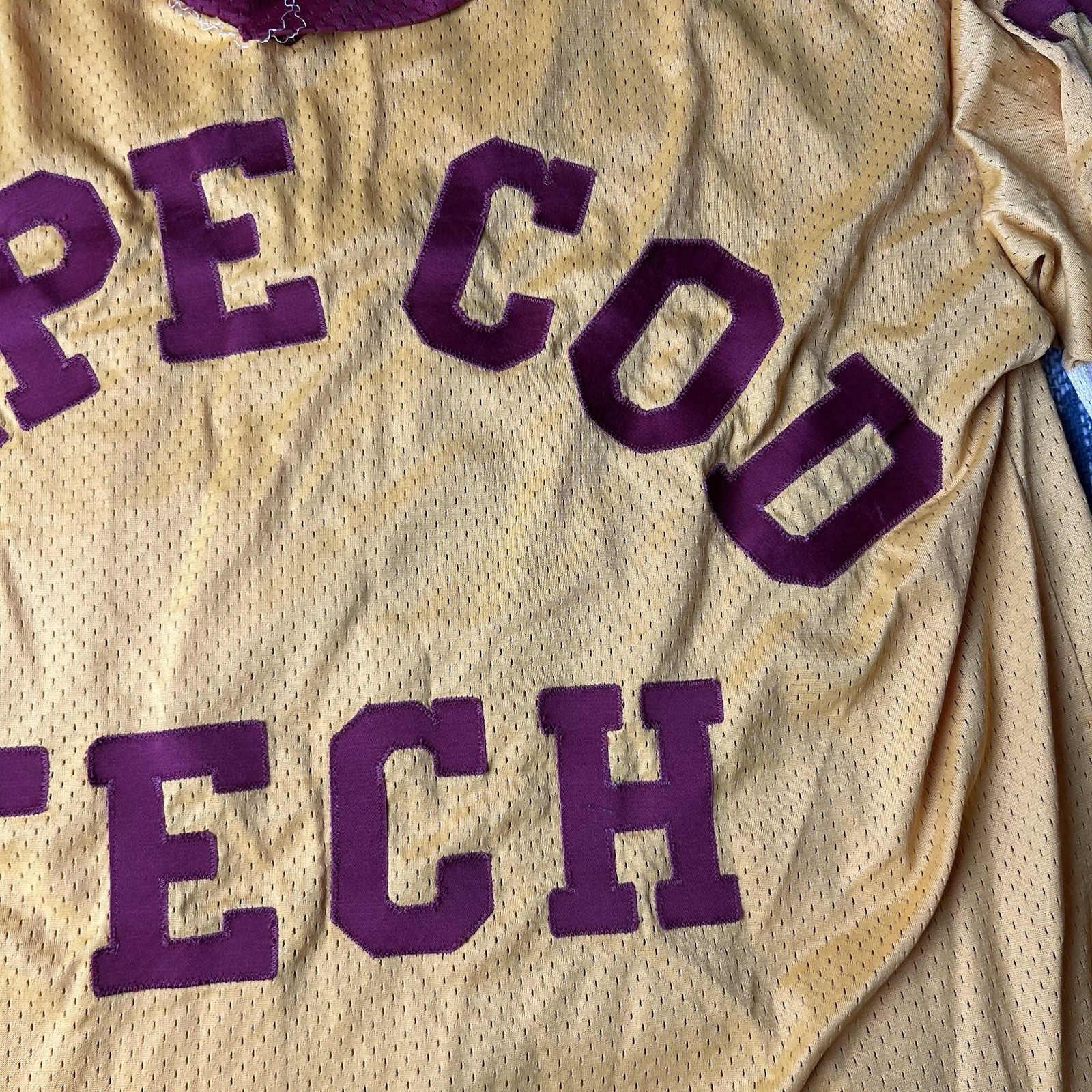 Vintage 70s Champion Blue Bar Cape Cod Tech Hockey Jersey Shirt Large gallery