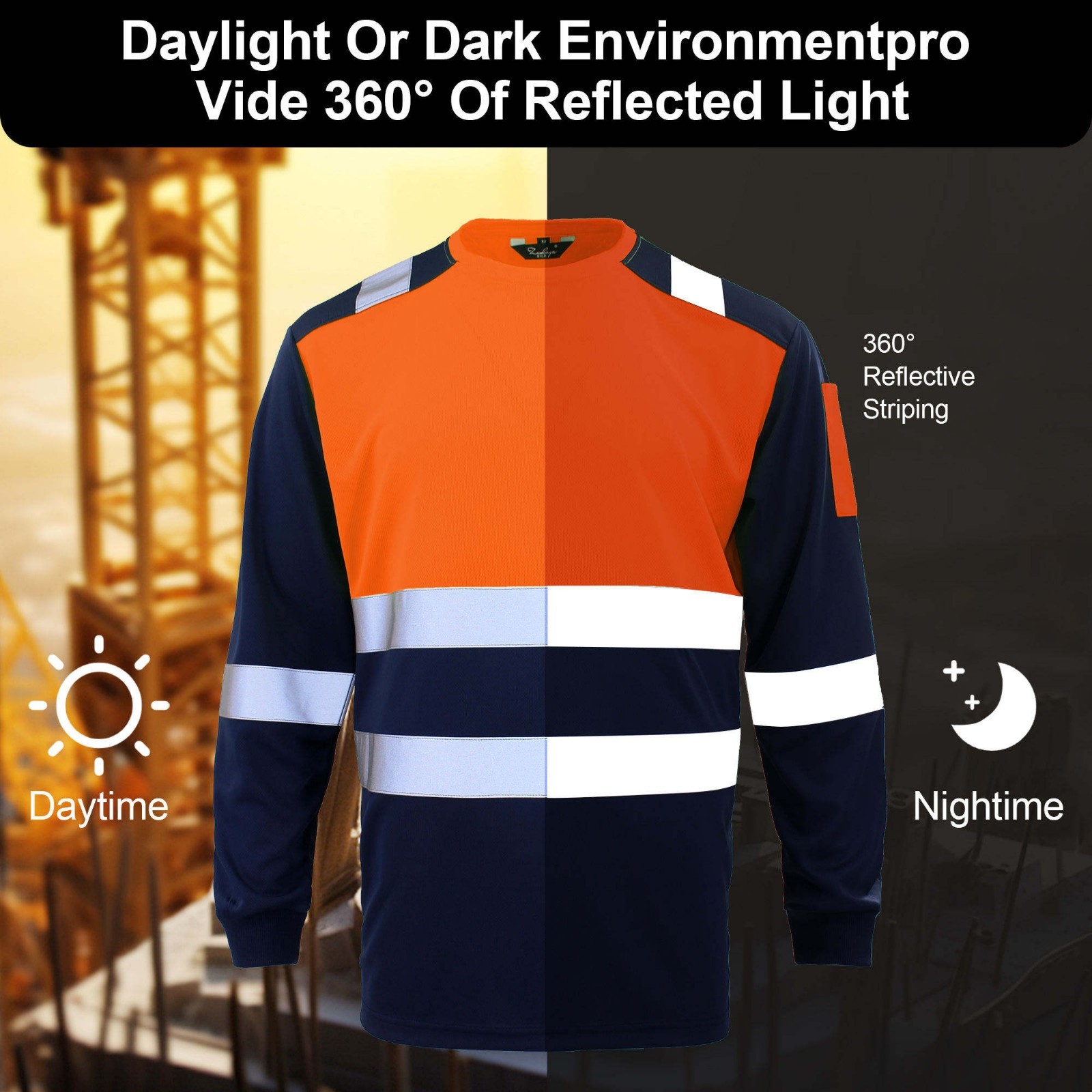 Hi Vis Viz T Shirt High Visibility Safety Reflective Tape Work Top Long Sleeve gallery