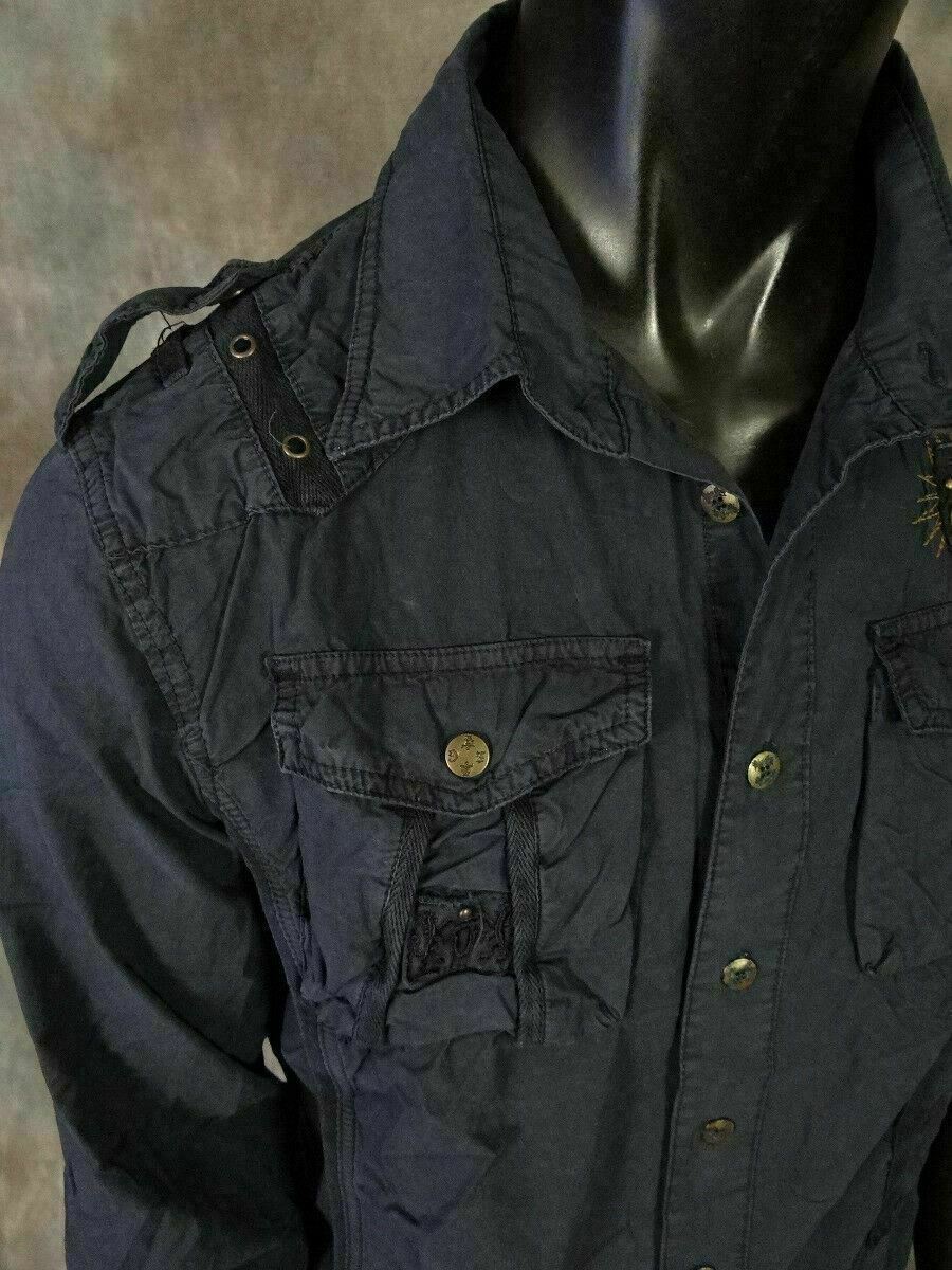 Mens Safari Button Shirt Pleated Pockets Studded Accents with Pin-Up Sleeves gallery