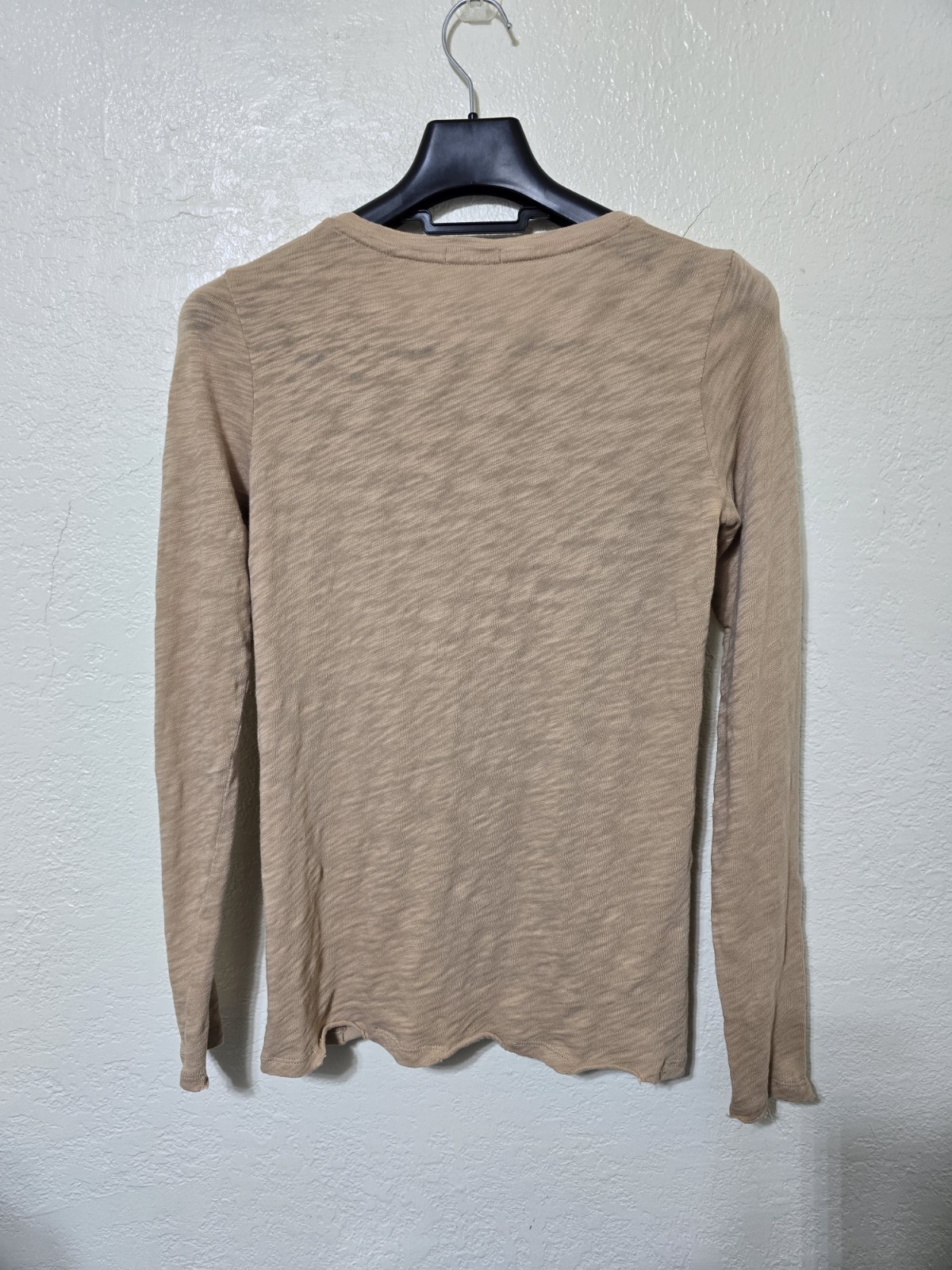 ATM Anthony Thomas Melillo Camel Slub Knit Long Sleeve Tee Small gallery