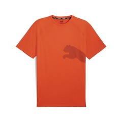 PUMA Train All Day Cat Crew Neck Short Sleeve Athletic T-Shirt Mens Orange Casu