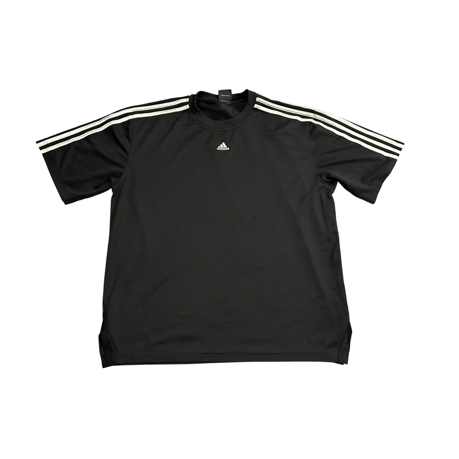 Adidas Athletic T-Shirt Mens Large Black Good 3-Stripe Mesh Performance Tee gallery
