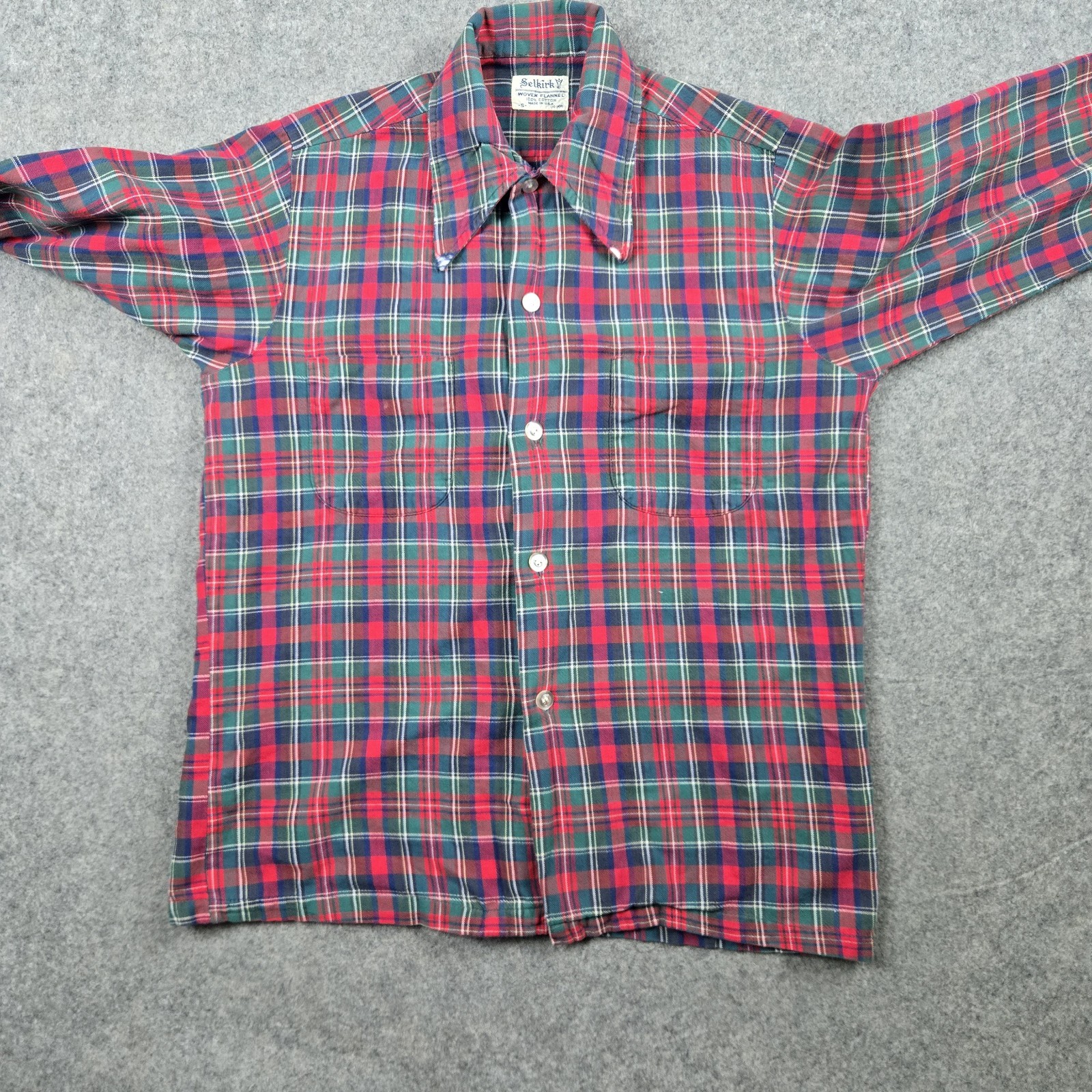 Vintage Selkirk Shirt Mens Small Red 70s 80s Button Up Plaid Woven Flannel USA gallery