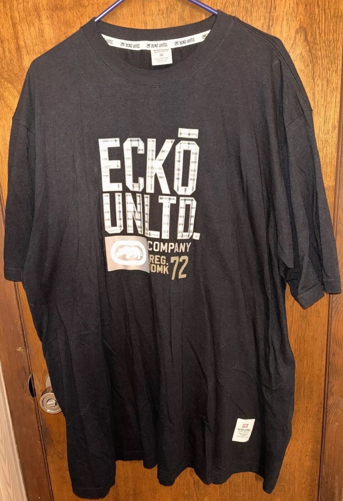 Ecko Unltd. Men’s T-shirt Black w/yellow Plaid Logo Men’s 2XL gallery