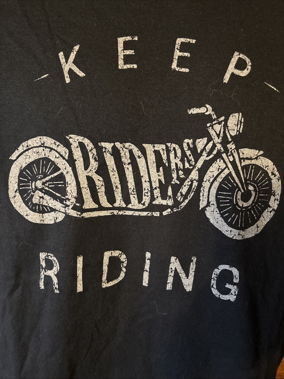 KEEP RIDERS RIDING Motorcycle Design Black T-SHIRT, Biker, Moto, Cotton, Size L