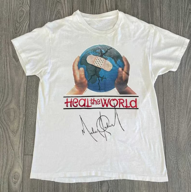Michael Jackson Signature Heal The World T-Shirt, Michael Jackson Graphic shirt