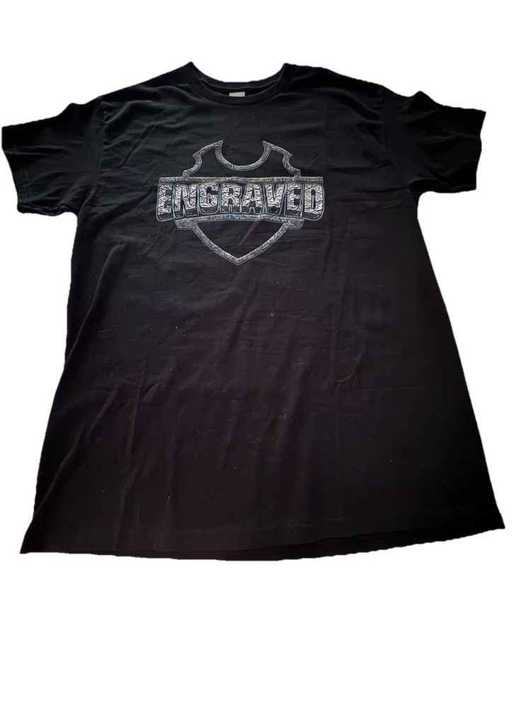 Engraved Band Tee Shirt size M,black with front logo and back logo as shown #60