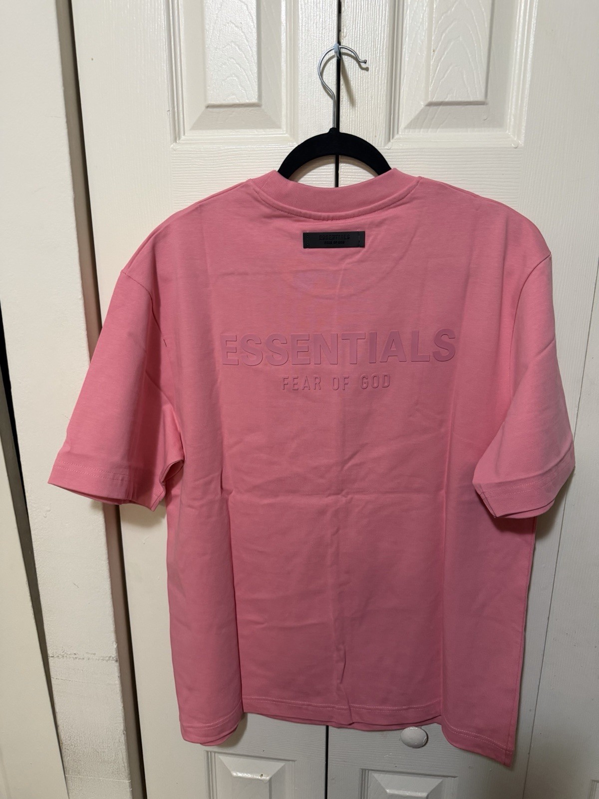 Essentials Fear of God Pink Logo Crew Neck Short Sleeve Cotton T-Shirt XL