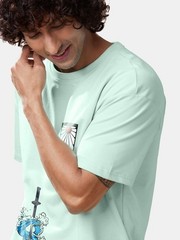 Tanjiro Kamado Anime Printed Drop-Shoulder Sleeves Cotton Oversized T-shirt