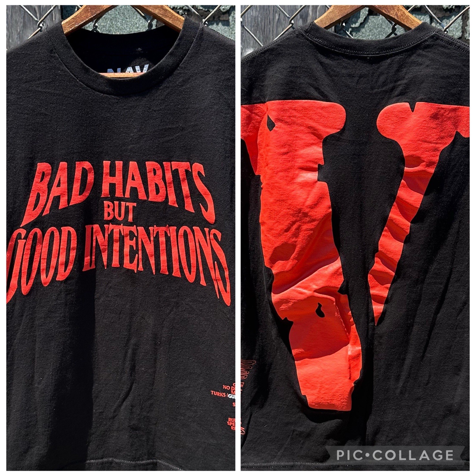 NAV x VLONE Bad Habits Good Intentions Tee Mens M Rap Shirt Excellent Black