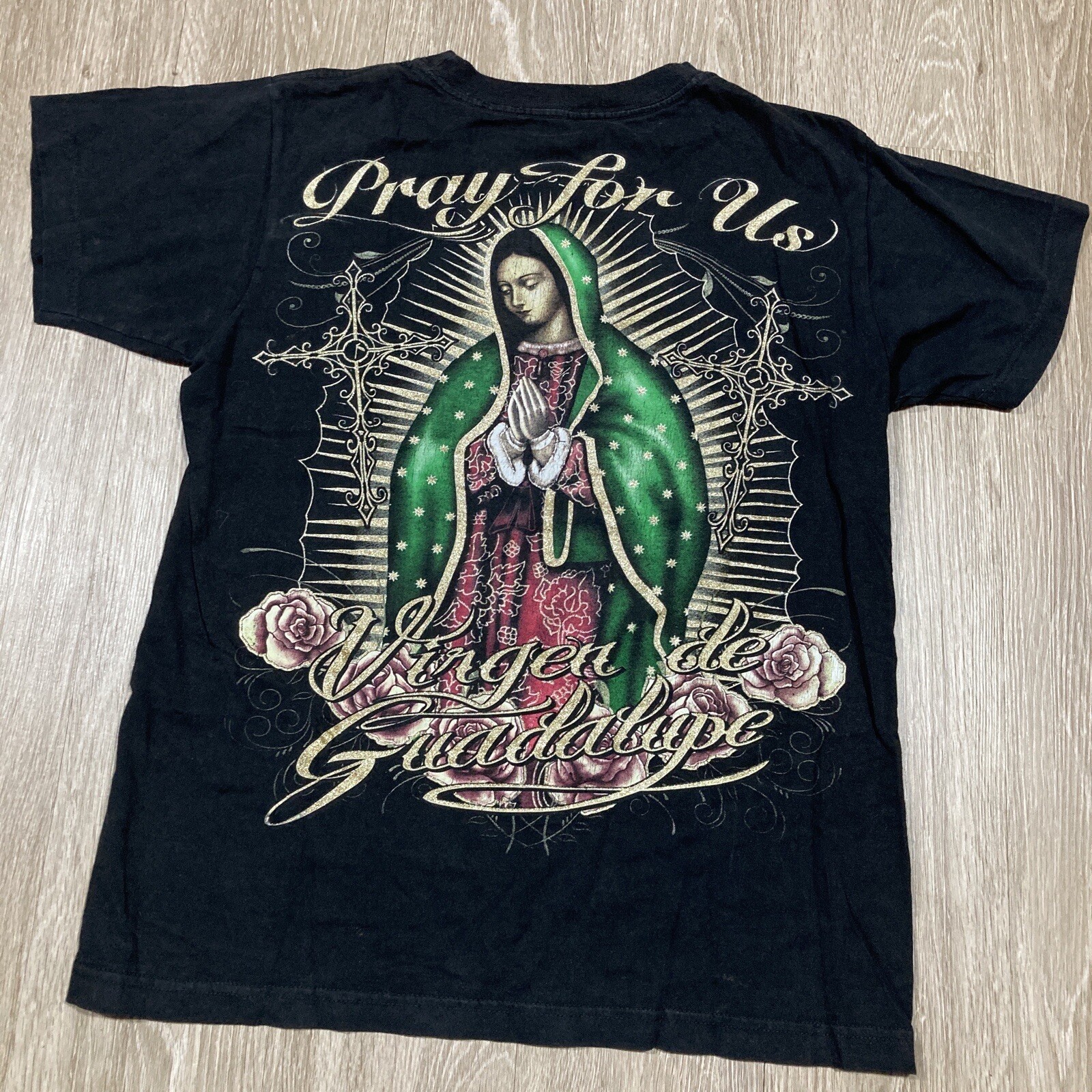 Virgin Mary Shirt M 90s 00s Virgen De Guadalupe Catholic Pray For Us Tee gallery