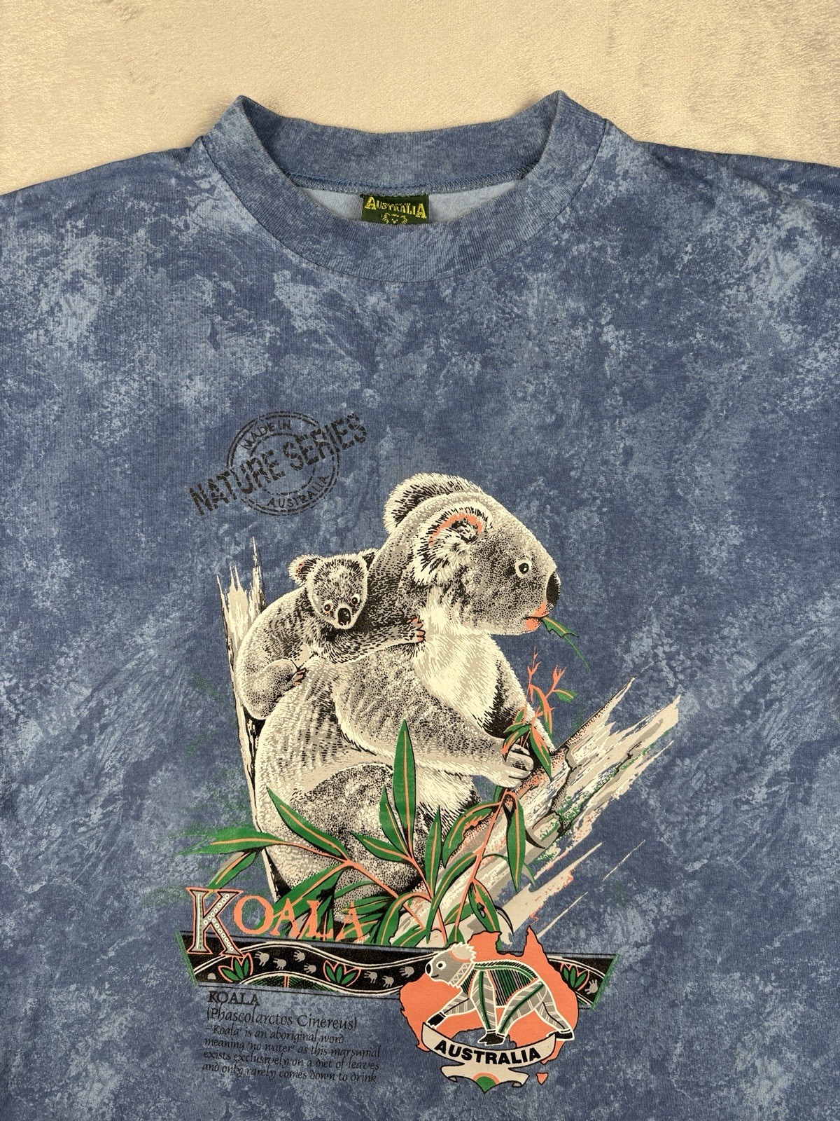 Made in Australia Nature Series Koala T-Shirt Blue Men’s Medium Vintage 90s gallery