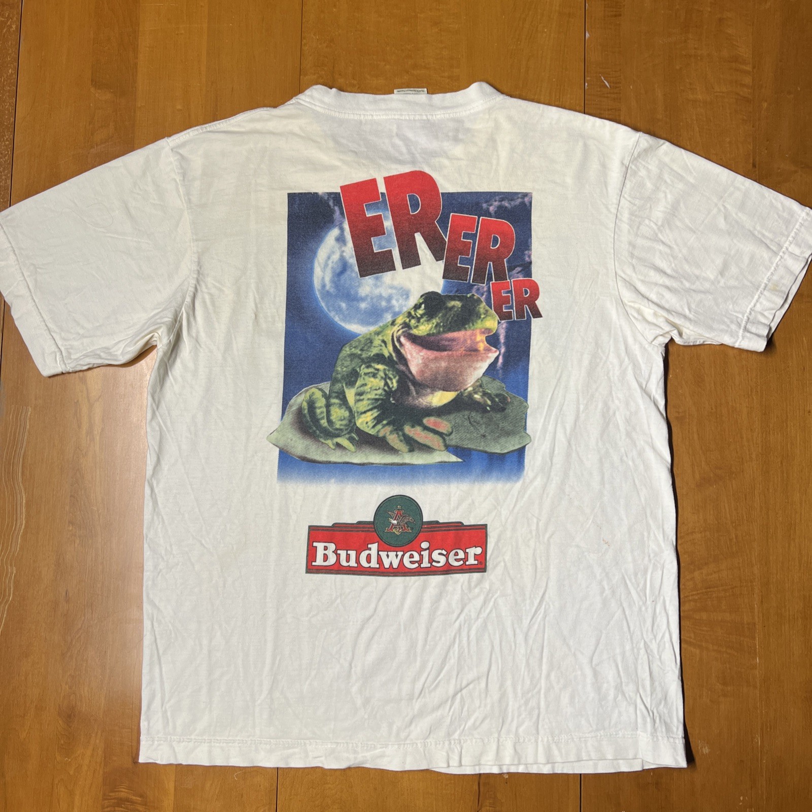 Vintage Budweiser Frogs XL T-Shirt Bud Weis Er Er Er Lovers Moon 1995 NOS gallery