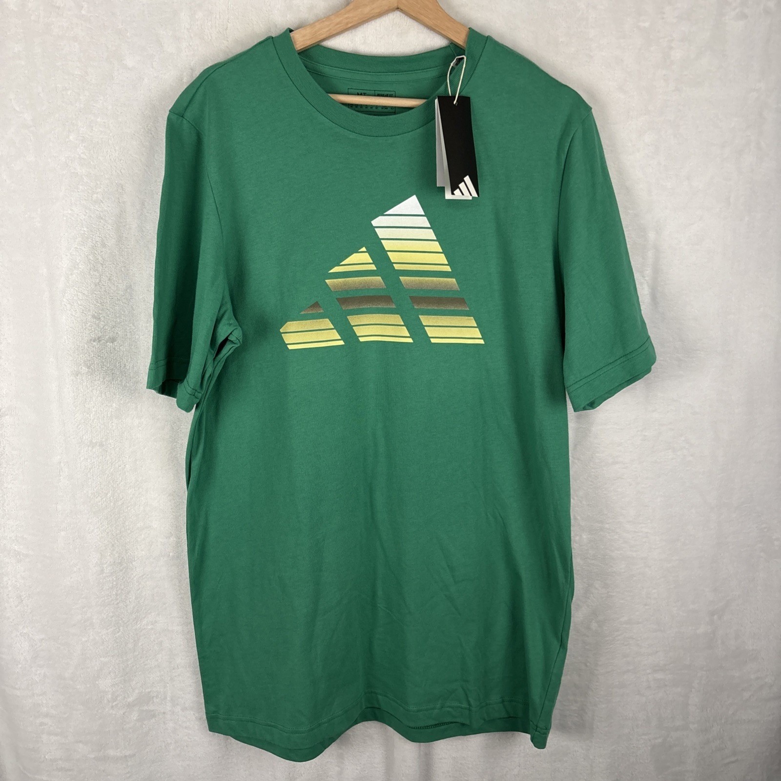 Adidas Men’s T-Shirt Blue Multi Sport Big Logo Size Medium Tall MT Green NWT