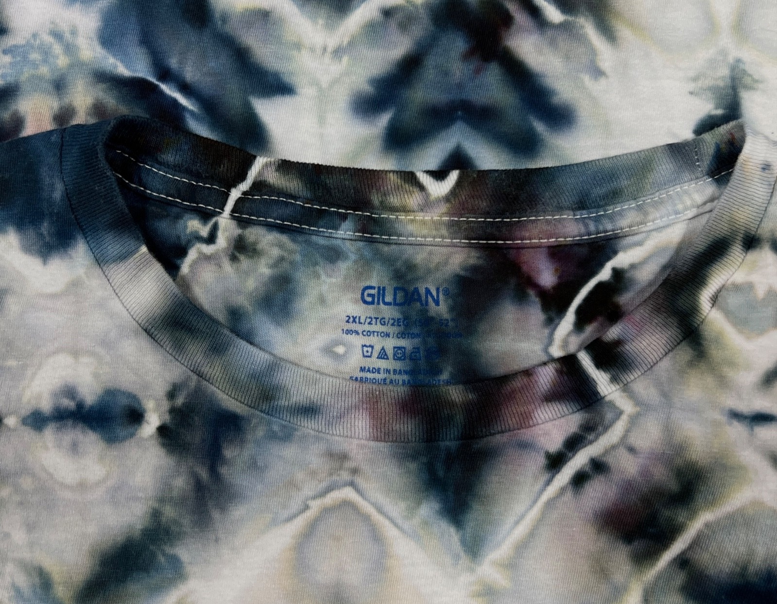 Handmade Ice Tie Dye T-Shirt 2XL Mens Womens Soft Cotton Black Grey Glitch gallery