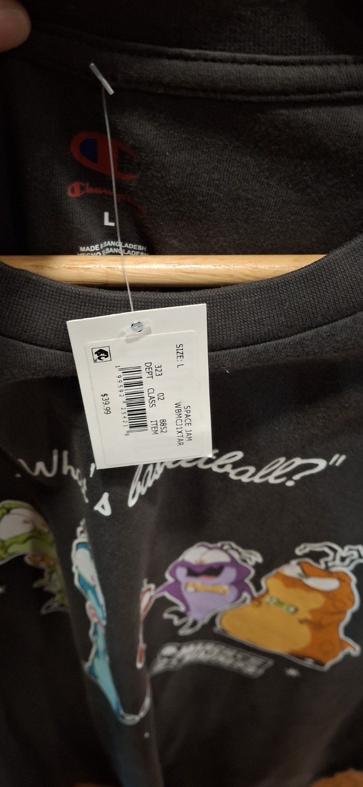 Space Jam Champion “What’s Basketball?” March Madness Size L Black T-shirt gallery
