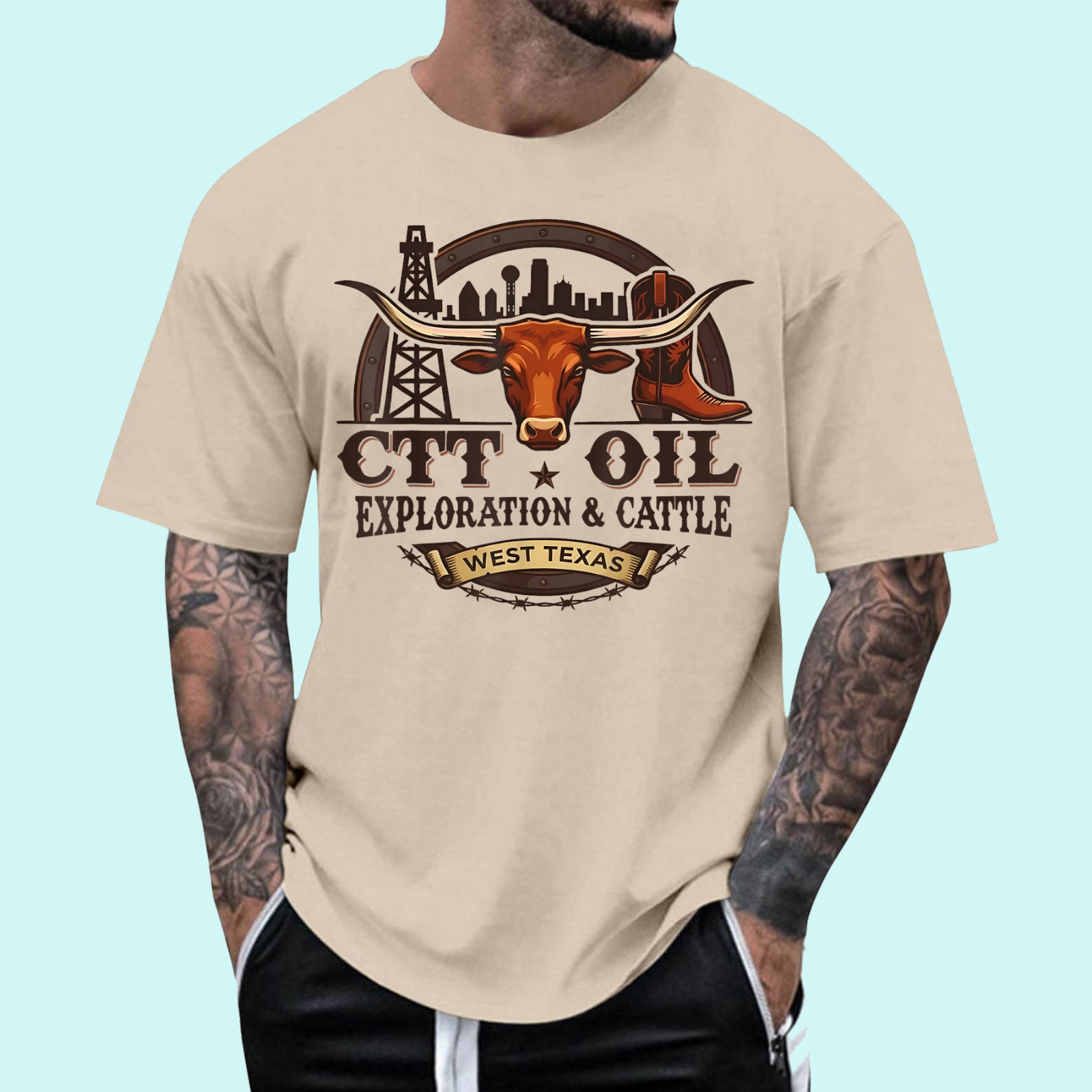 Vintage CTT Oil Exploration and Cattle for Men Women T-Shirt
