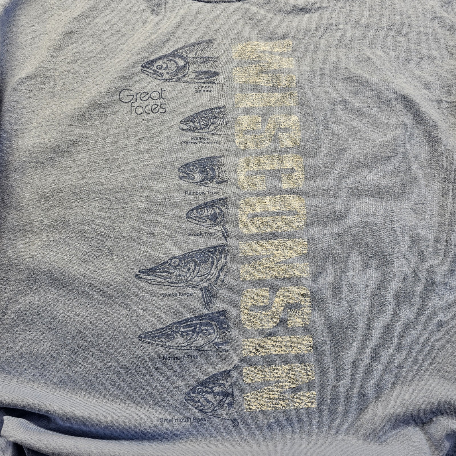 Vtg Jansport Fish Of Wisconsin Graphic T Shirt Mens L Blue Nature Outdoors Tee gallery