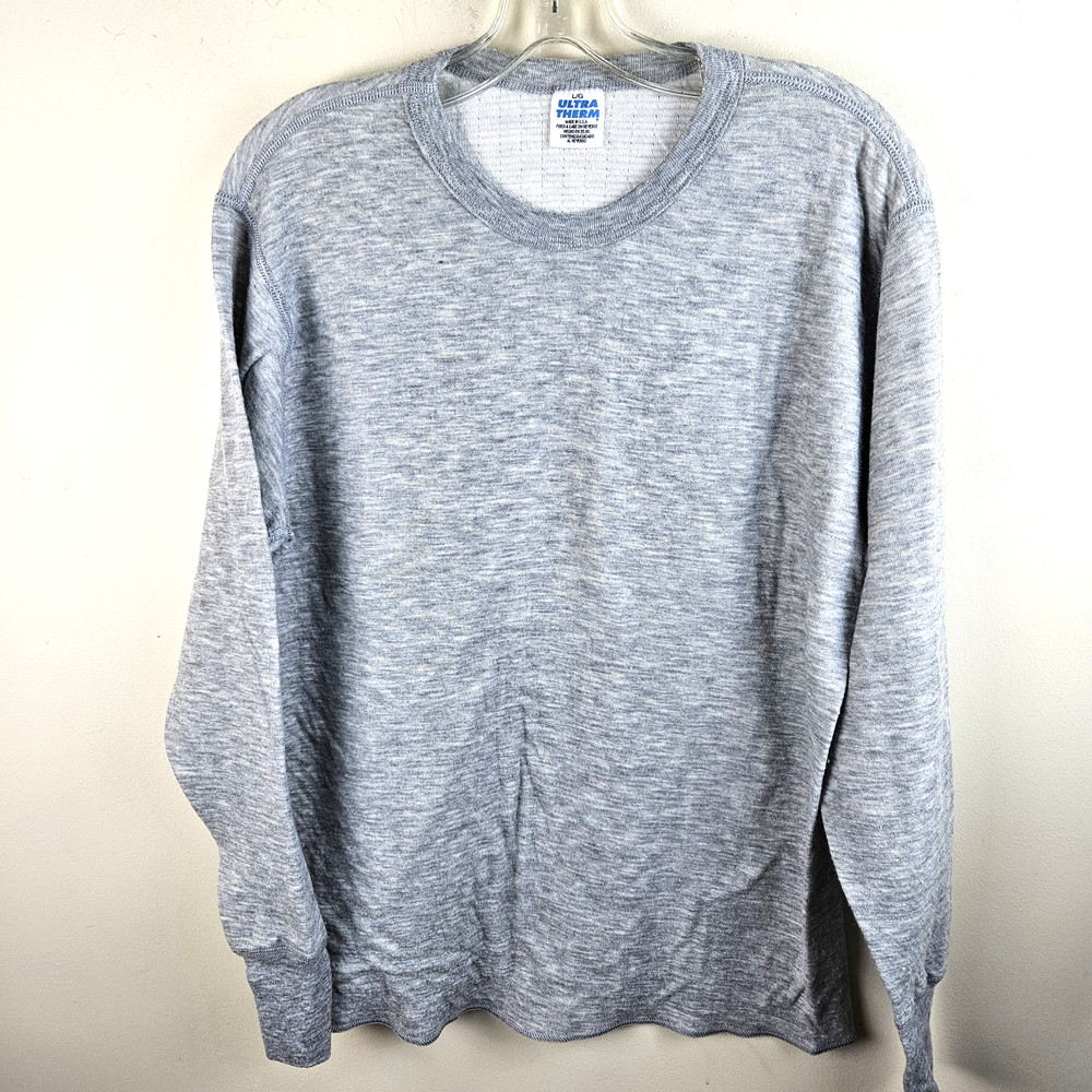 Ultra Therm Size L Base Layer Thermal Top Grey Polyester Wool Blend USA